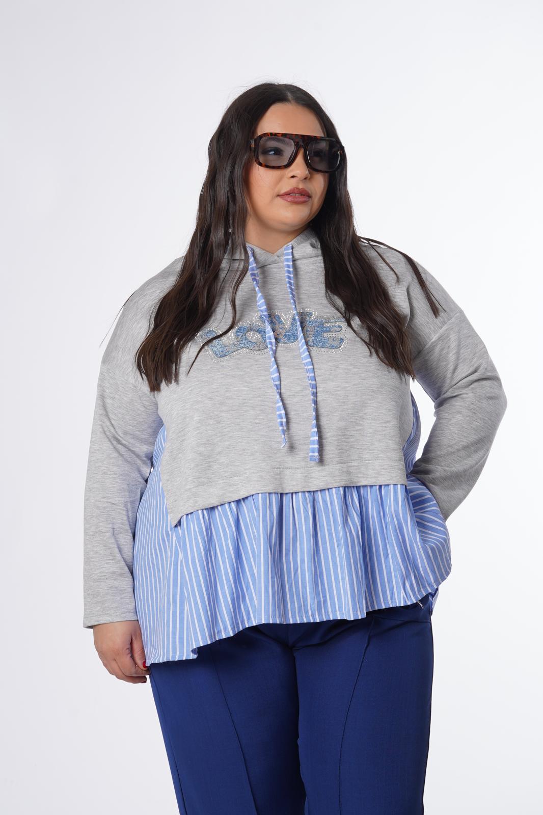 Felpa Gresia love grigio