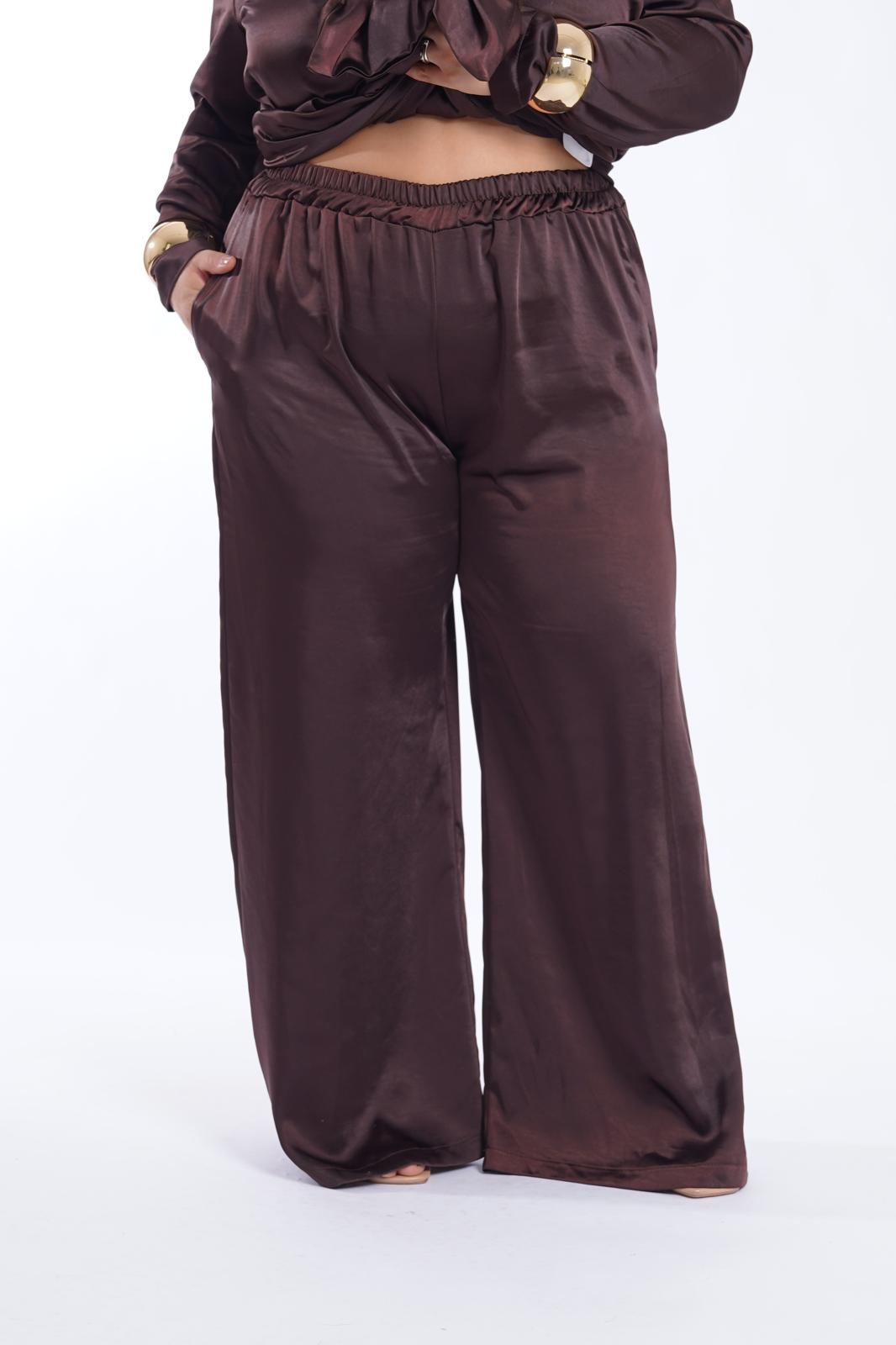 Pantalone Jenny in raso marrone