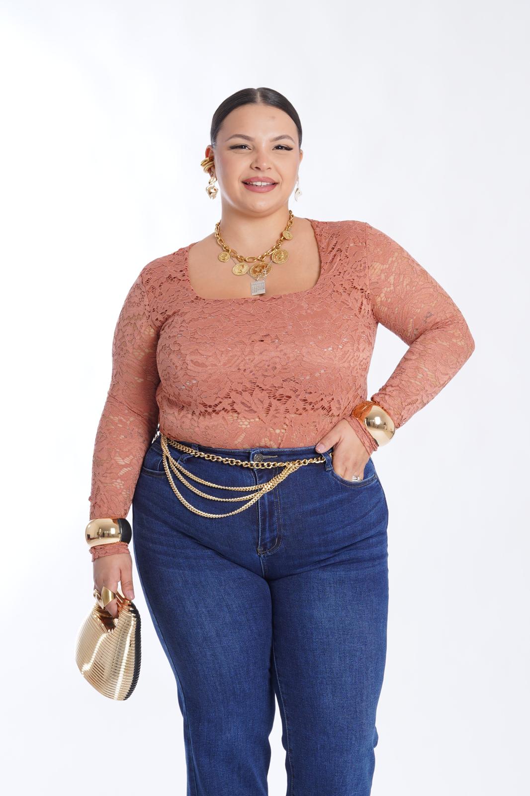 body in pizzo Sofy salmone