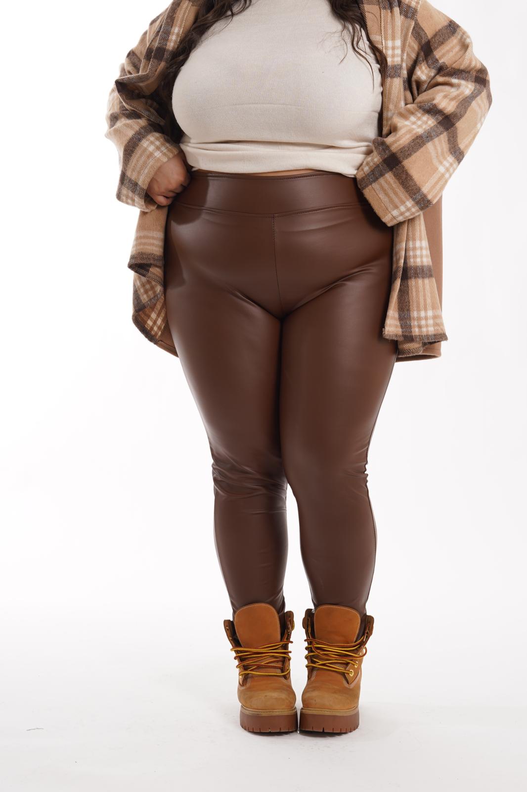 Leggings in ecopelle cavallerizza marrone