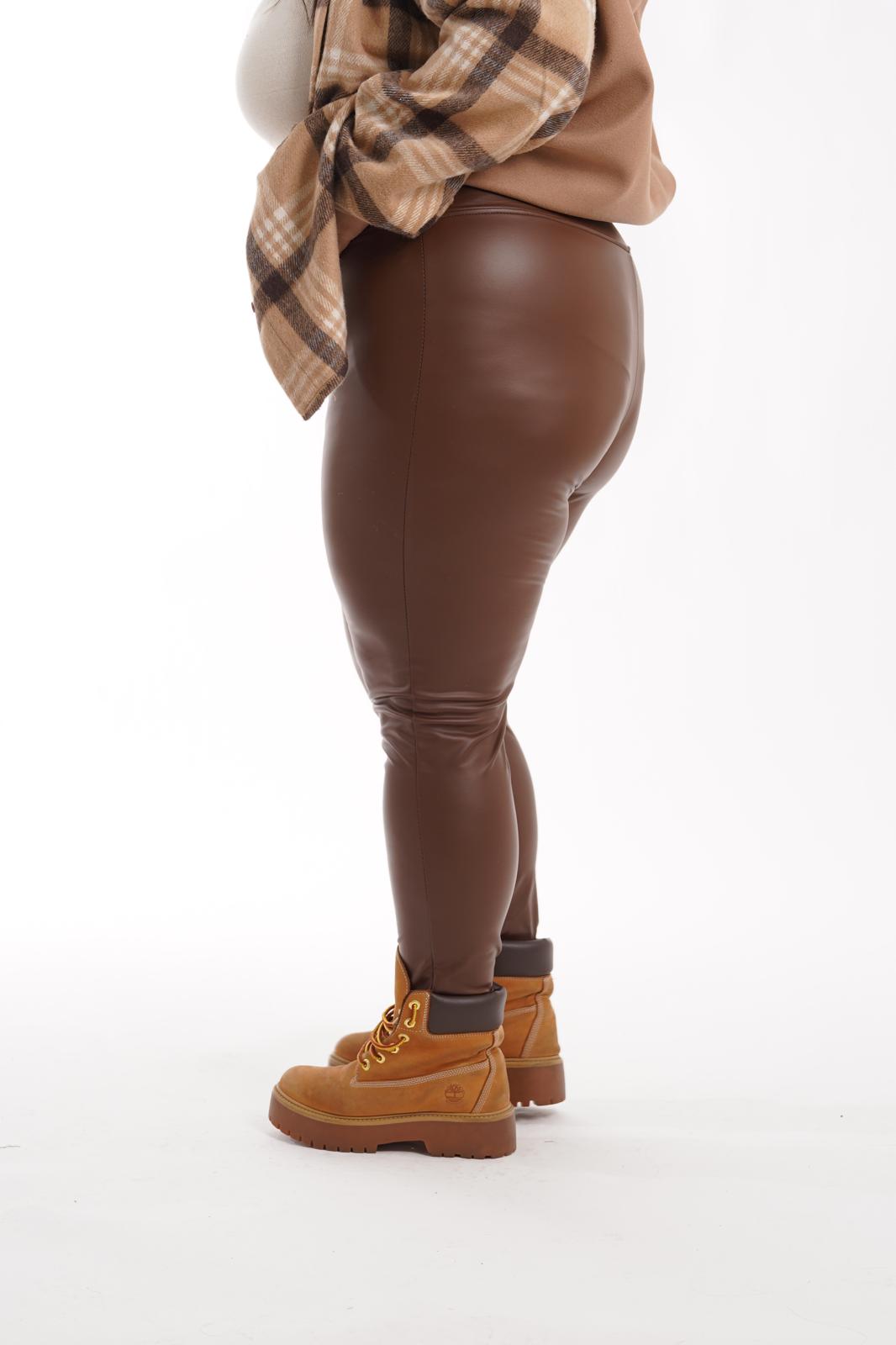 Leggings in ecopelle cavallerizza marrone