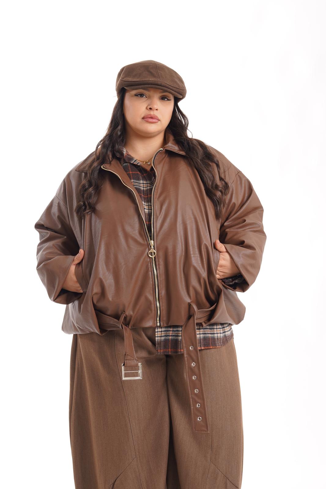 Bomber in ecopelle 519 marrone