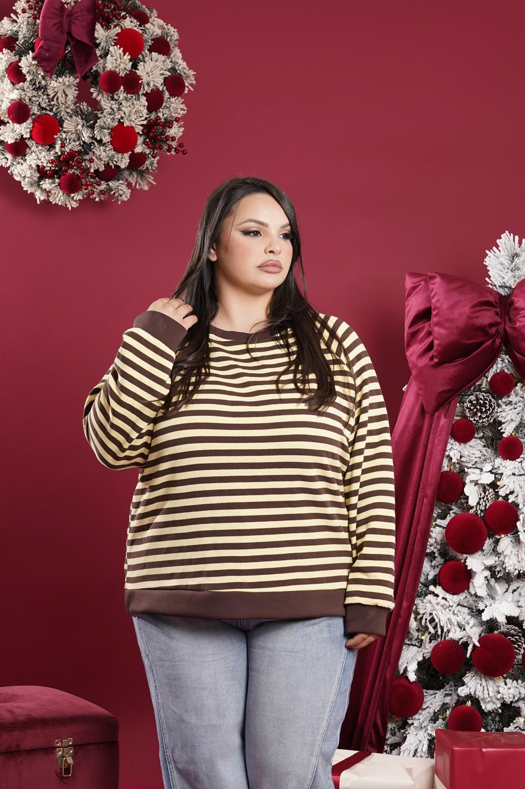 Love striped sweater with yellow bow