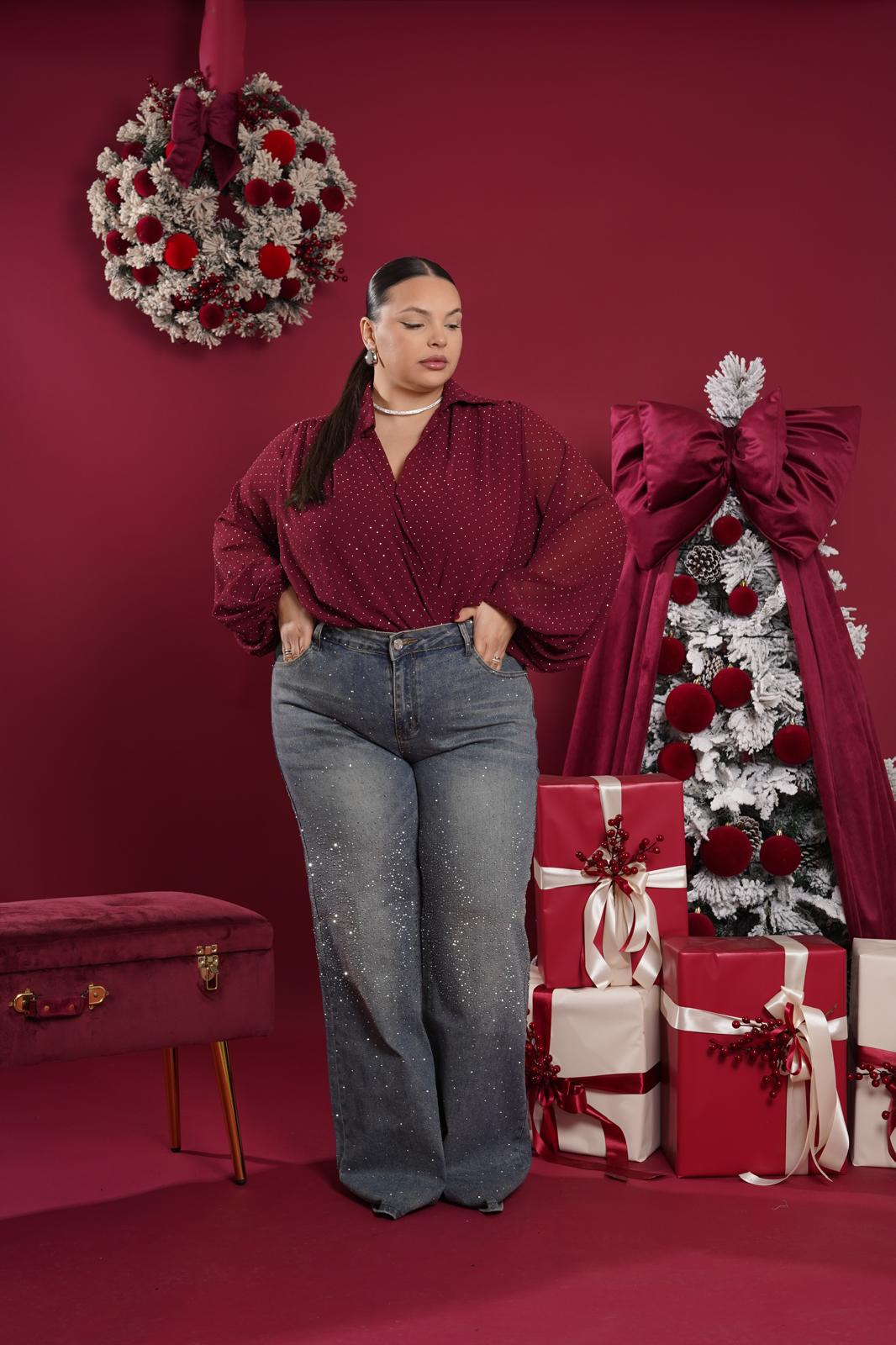 Body brillantinato Gelsy bordeaux