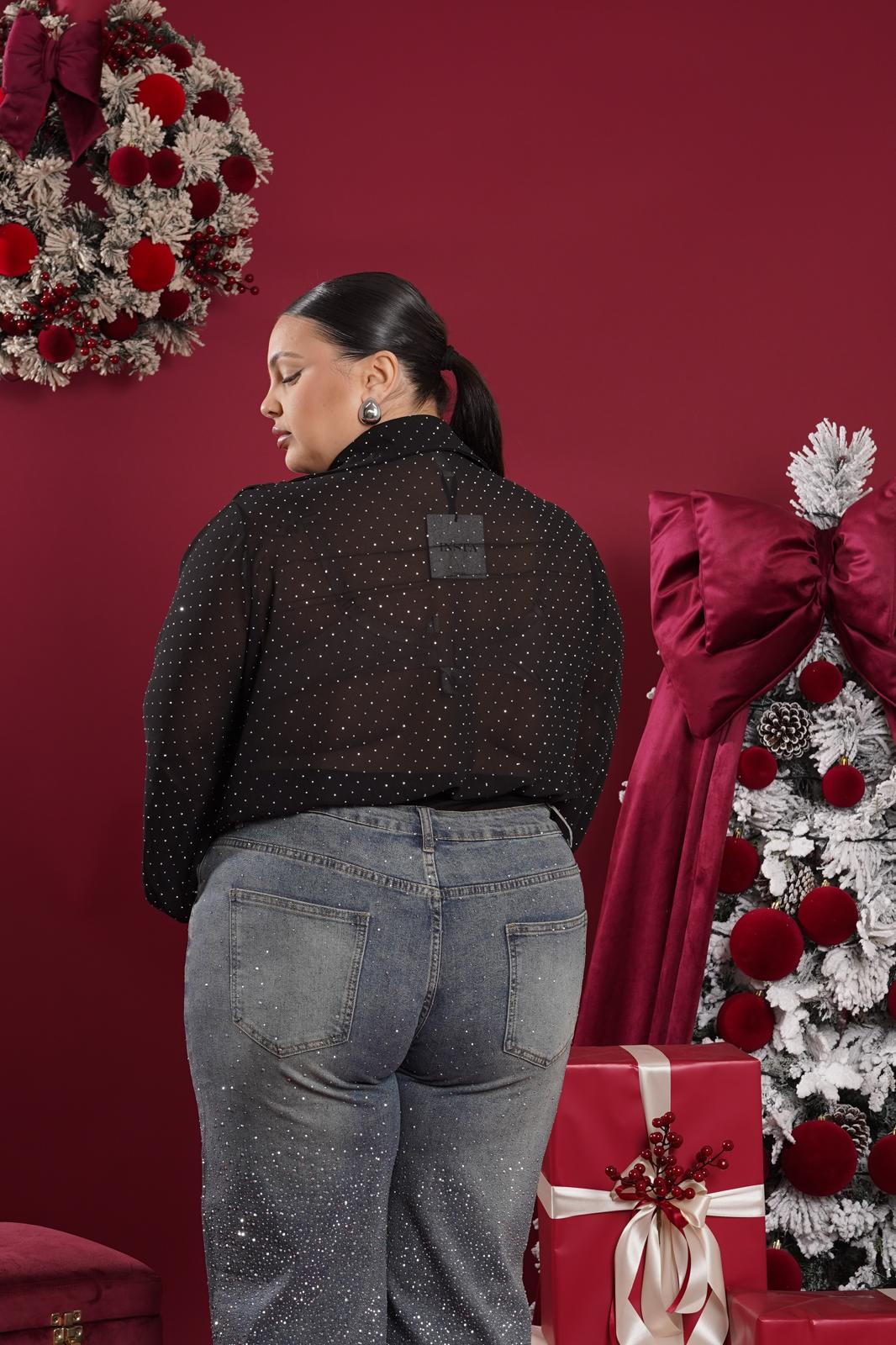 Body brillantinato Gelsy nera