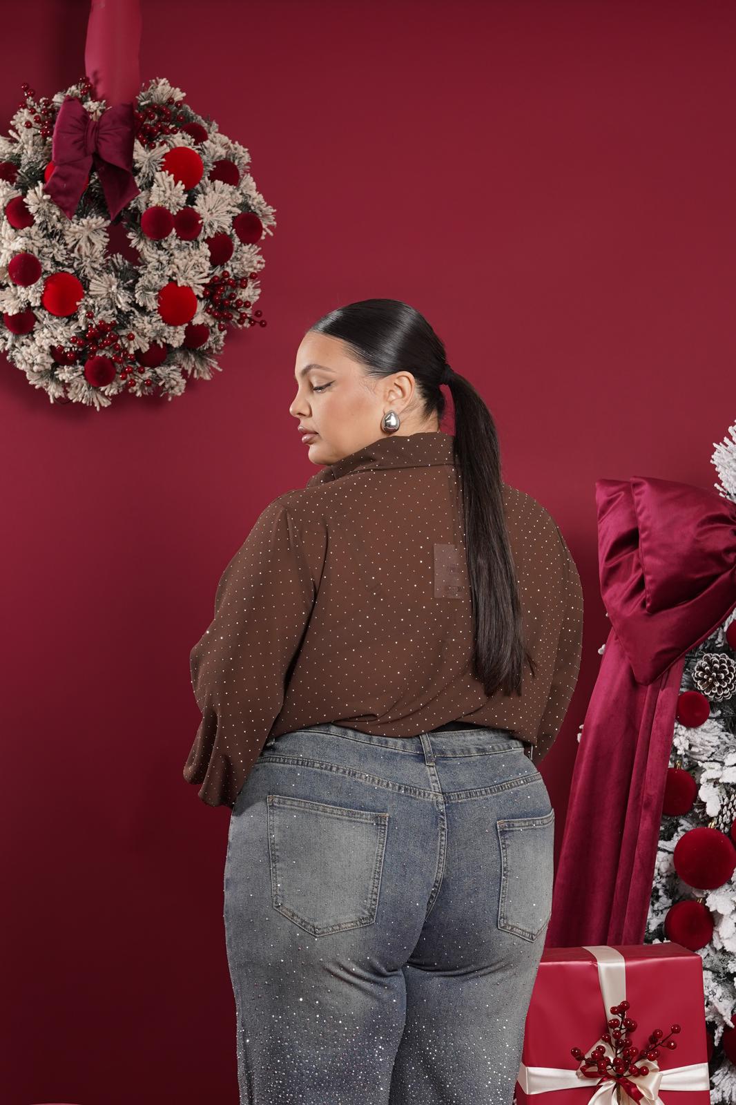 Body brillantinato Gelsy marrone