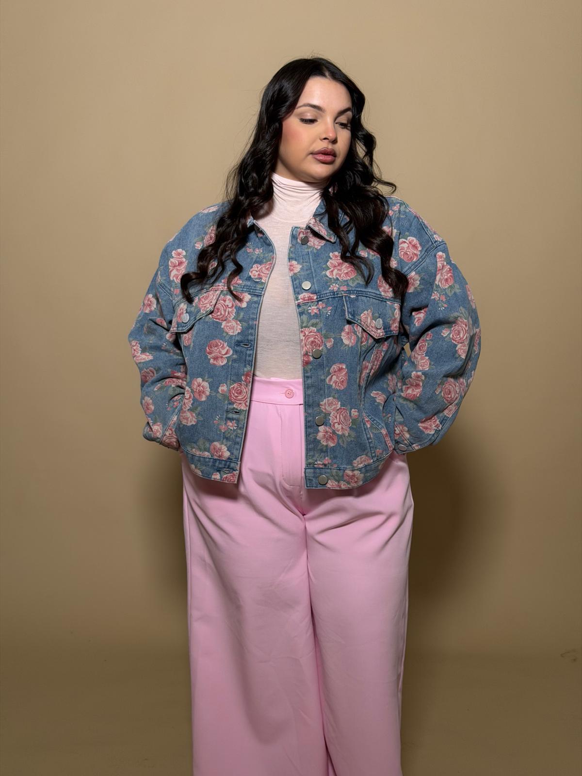 Jacket in Denim Roses