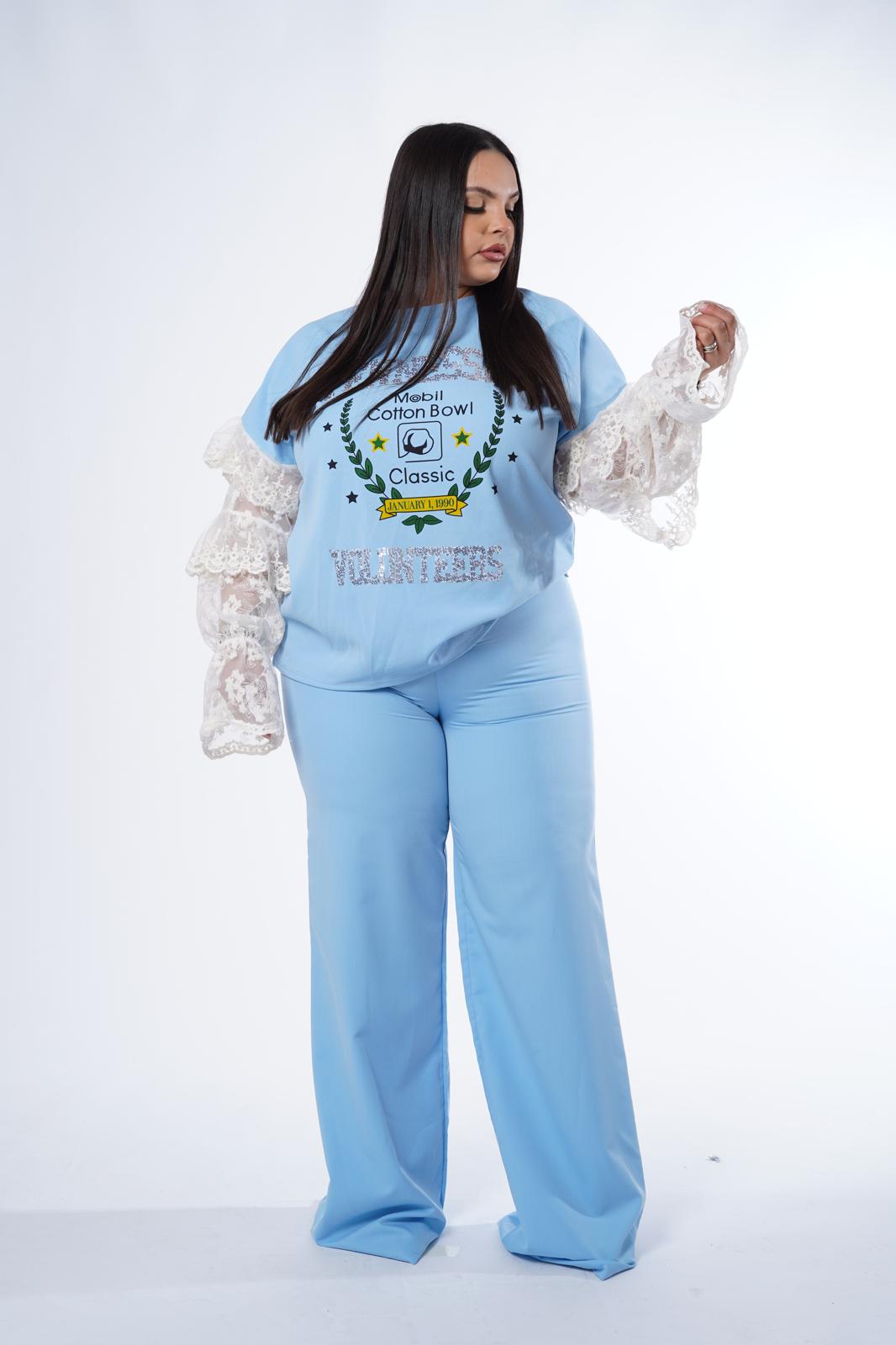 Pantalone classico Aurora azzurra