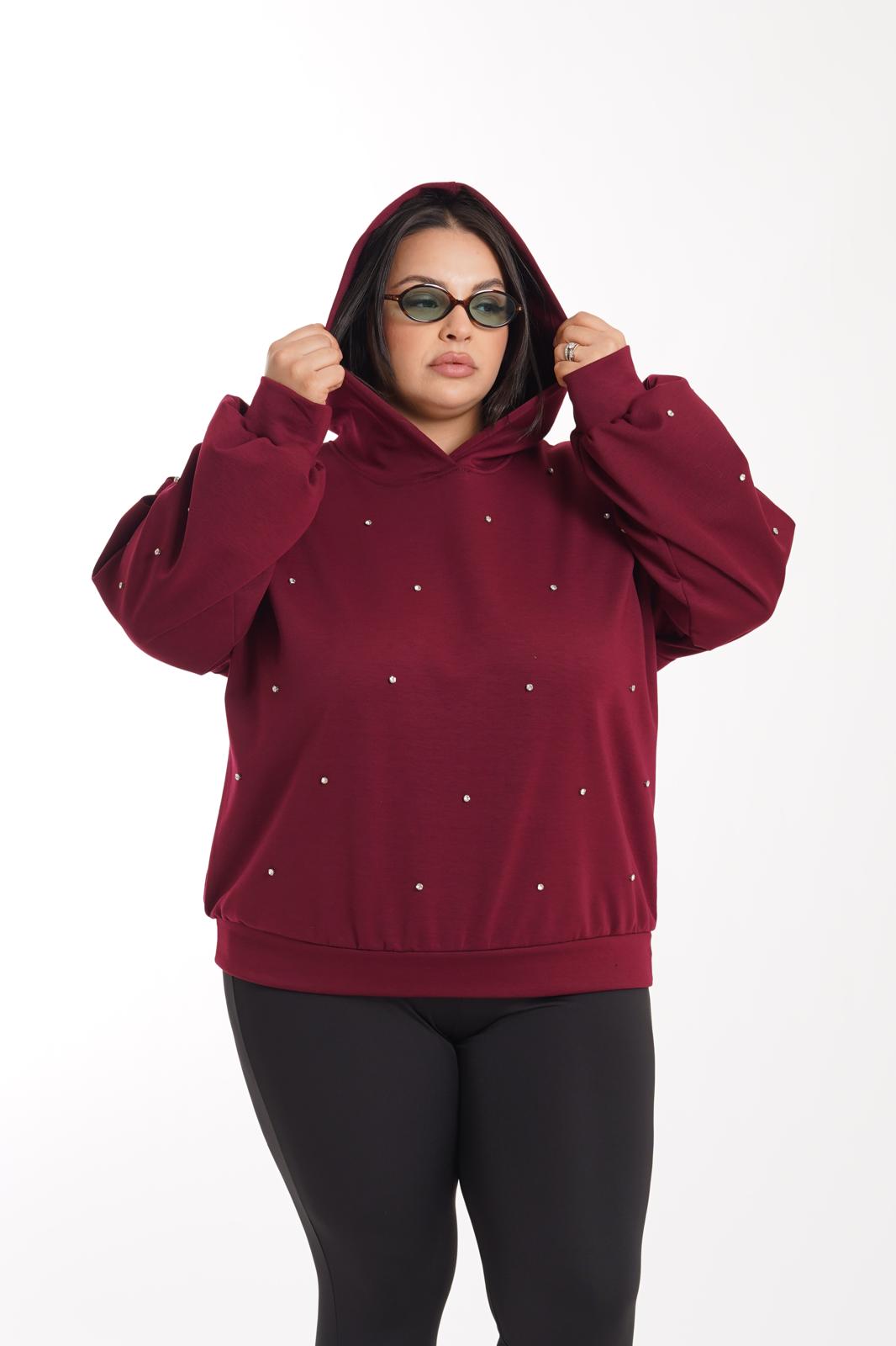 Felpa Brillantinata bordeaux