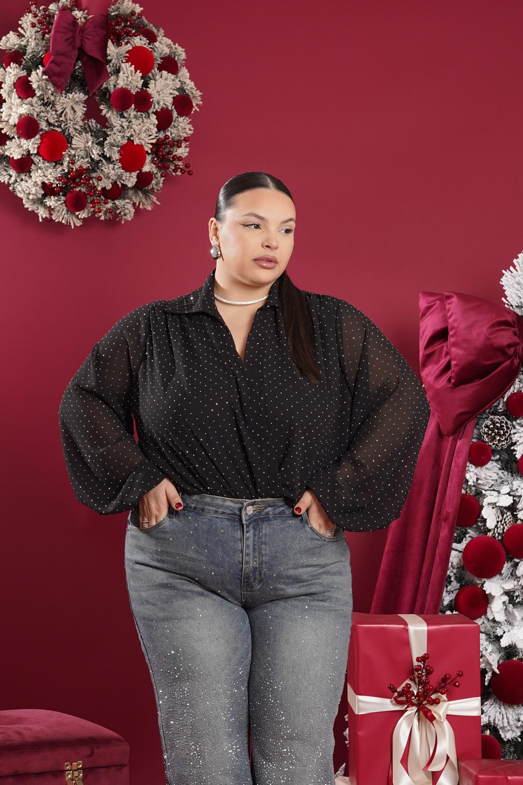 Body brillantinato Gelsy nera