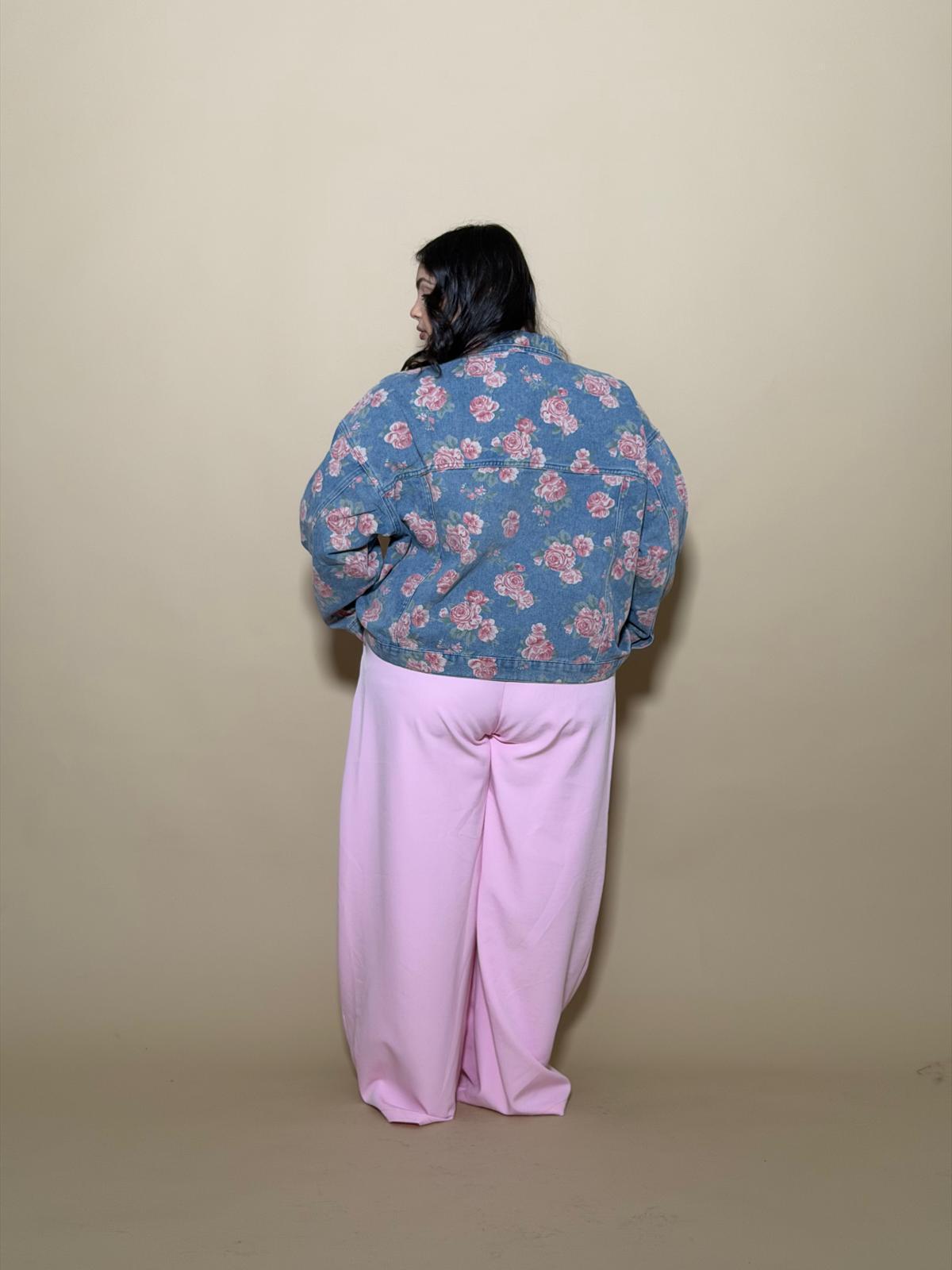Jacket in Denim Roses