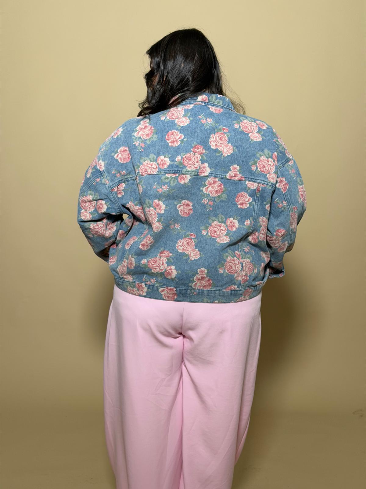 Jacket in Denim Roses